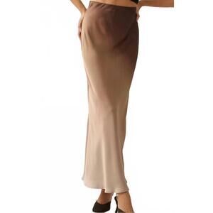 NEW PROMESA high-waist ombre woven maxi skirt in earth